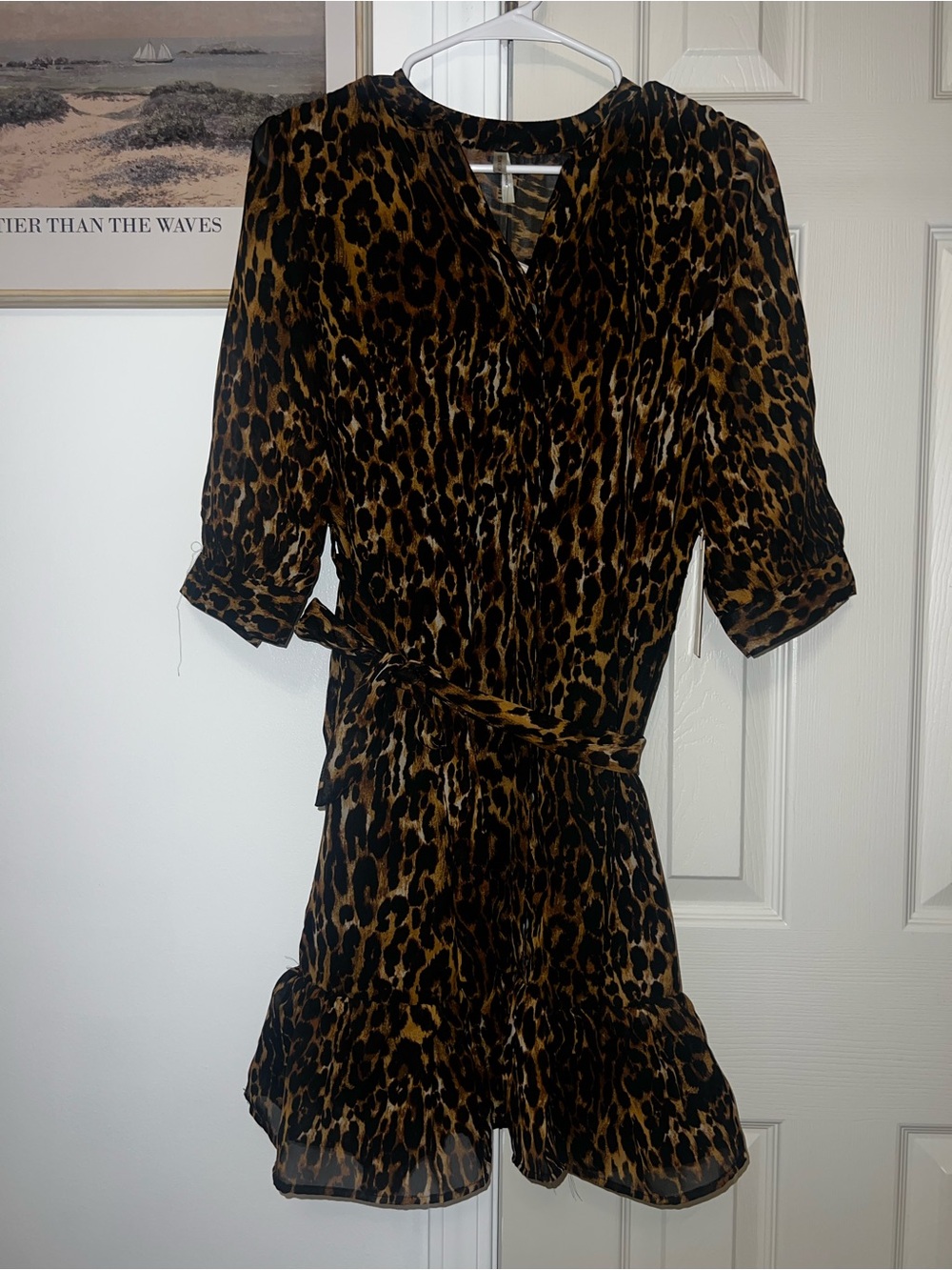 Leopard Print Wrap-Style Women's Dress in Brown & Black